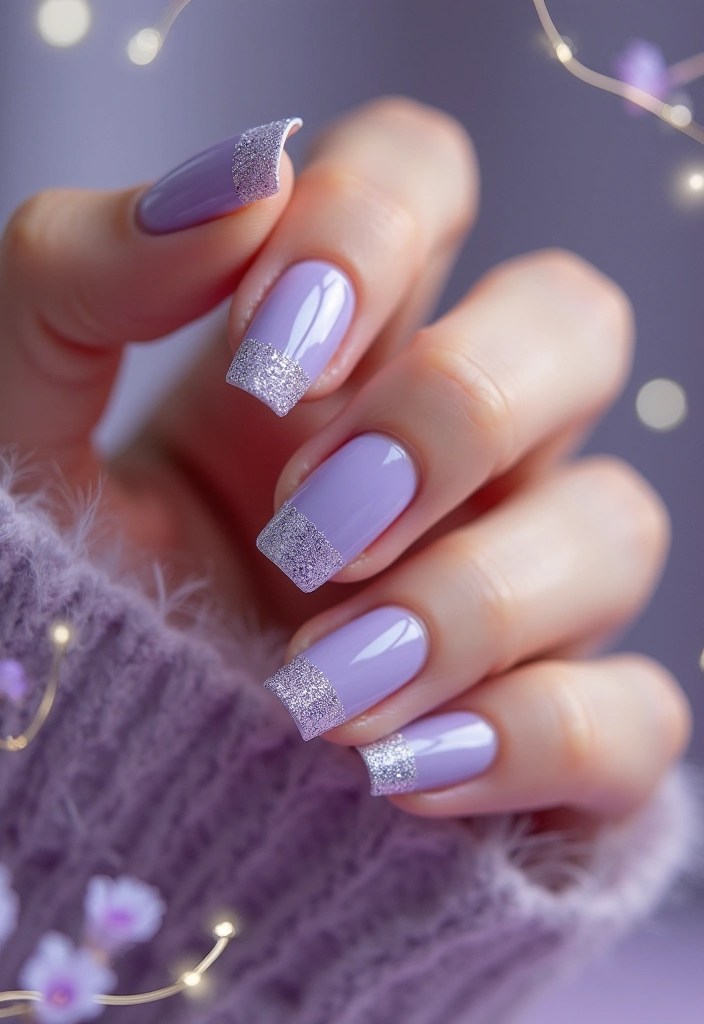 6 Demure BIAB Nail Ideas for an Elegant Summer Look 💅 - 4. Lavender and Glitter Tips