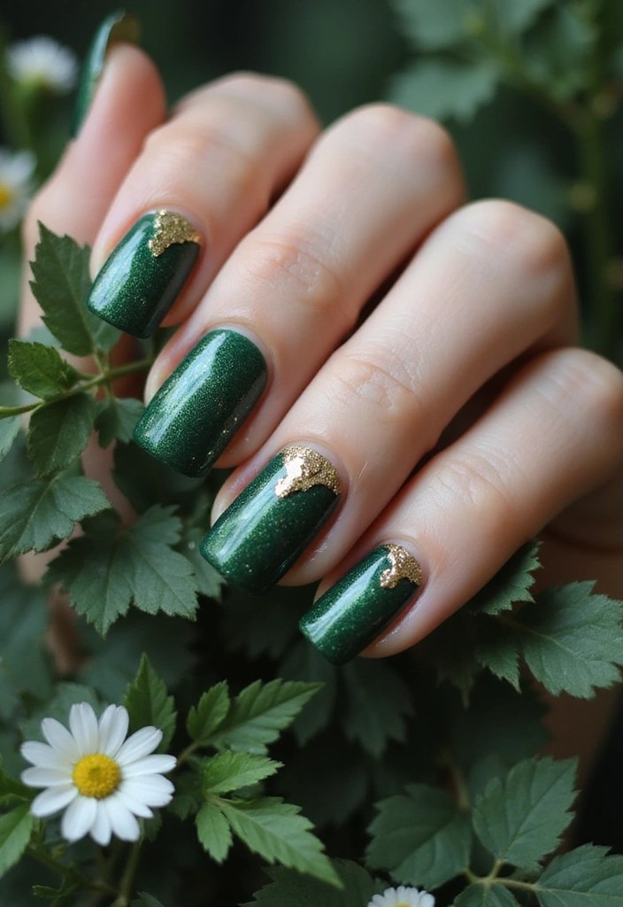 6 Fairy-Inspired Nails with Chrome & Glitter That Will Leave You Spellbound! - 1. Enchanted Forest Glam