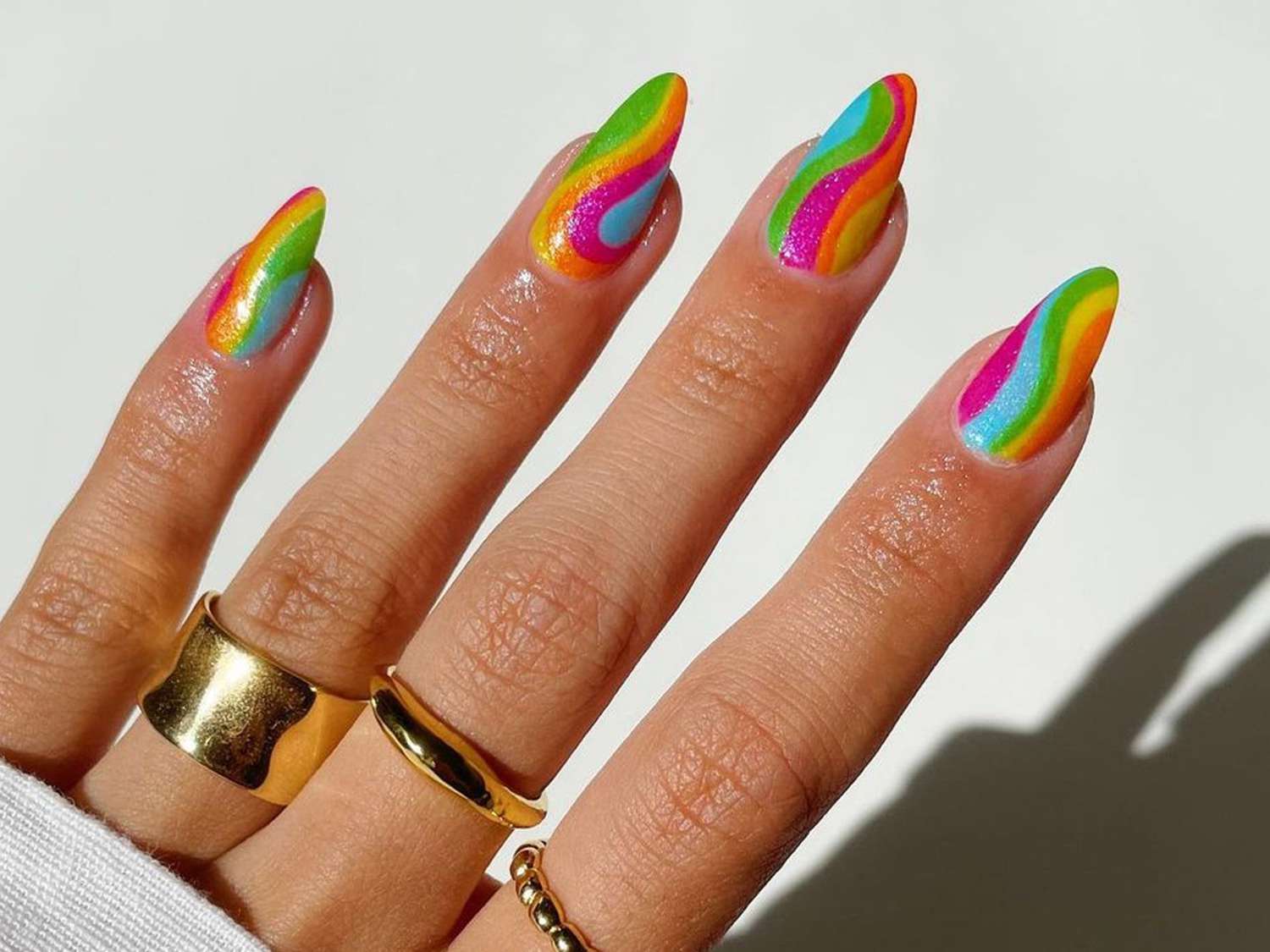 6 Festival-Ready Nail Designs for August Events 🎶 - 6. Rainbow Waves