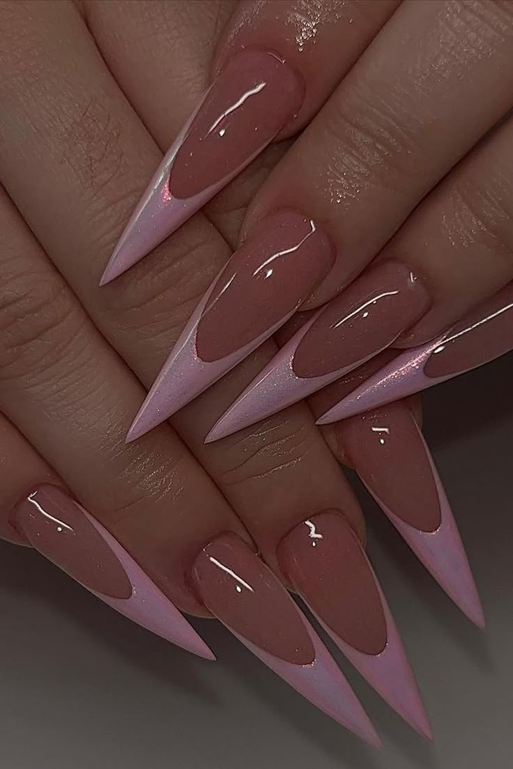 6 Soft Girl Stiletto Nail Designs You Must Try Before Summer Ends 🌞 - 4. Ombre Charm: Pink and Nude Stiletto Nails