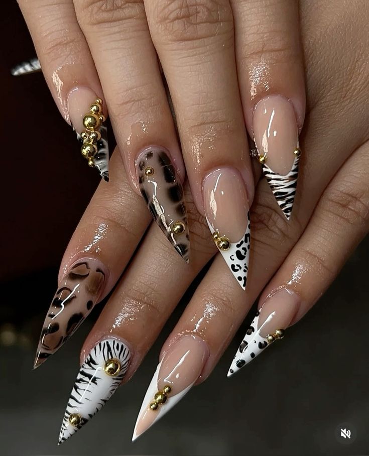 6 Soft Girl Stiletto Nail Designs You Must Try Before Summer Ends 🌞 - 5. Wild Side: Animal Print Stiletto Nails