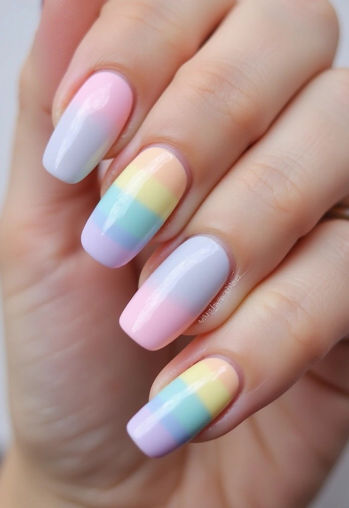 6 Soft Girl Summer Nail Ideas You’ll Adore This July & August! - 1. Pastel Rainbow Fade