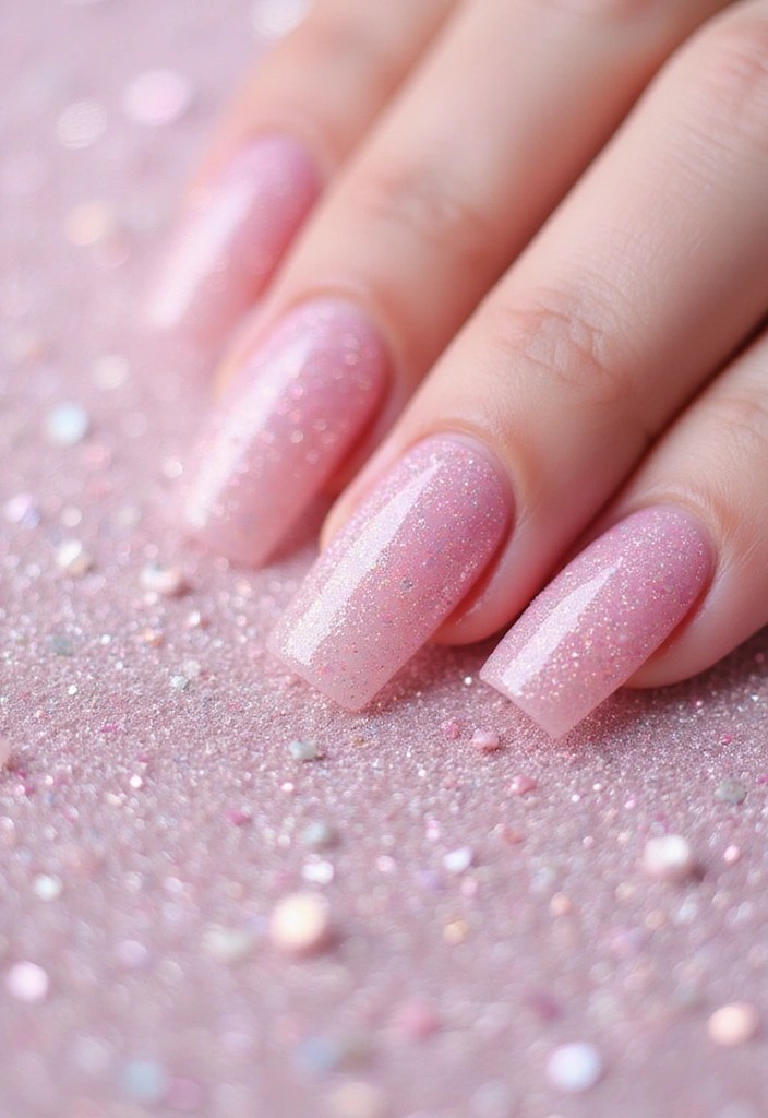 6 Soft Pink Nails That Are Trending Right Now - 5. Glitter Gradation