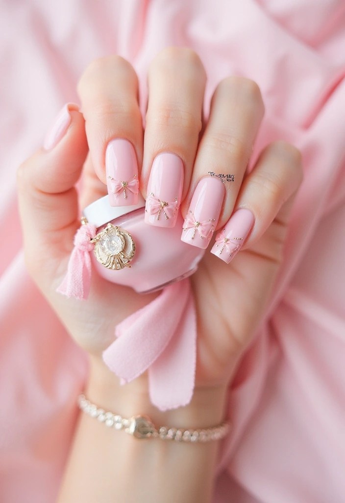 7 Adorable Nail Art Designs That Scream Coquette Charm for Your Girls' Night Out - 5. Bow-tie Accents