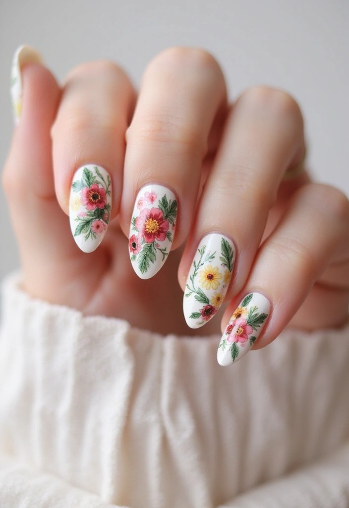 7 Almond Nail Art Ideas You’ll Love 💅 | Trendy & Easy Designs for 2025 - 5. Floral Fantasy