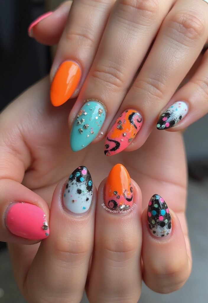 7 Almond Nail Art Ideas You’ll Love 💅 | Trendy & Easy Designs for 2025 - 6. Neon Pop