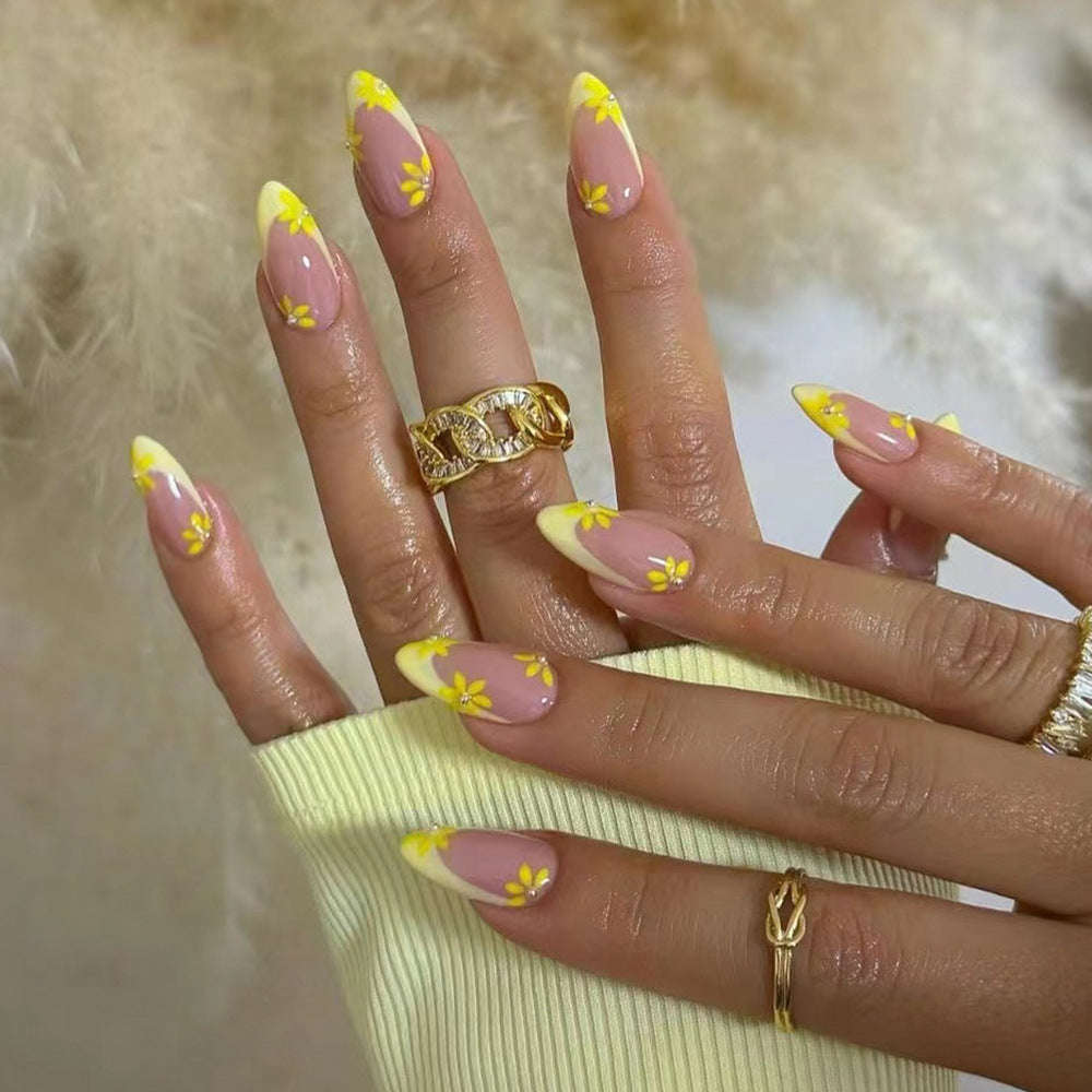 7 Summer Nail Colors You Need on Almond Nails 💛 - 3. Floral French Tips