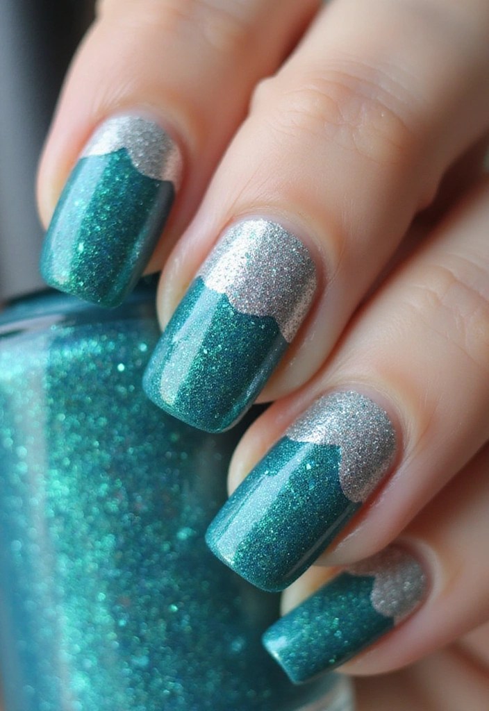 8 Blue Green Nails That Are Fresh, Fun & Totally Vibe With Summer - 4. Glitter Gradient Glam