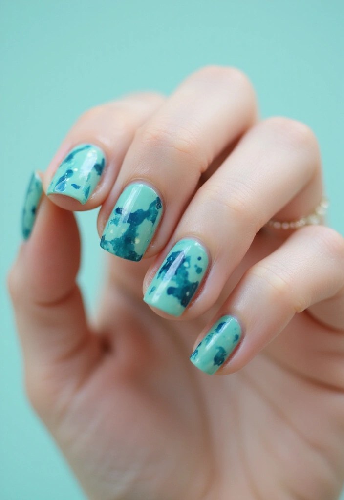 8 Blue Green Nails That Are Fresh, Fun & Totally Vibe With Summer - 6. Abstract Art Nails