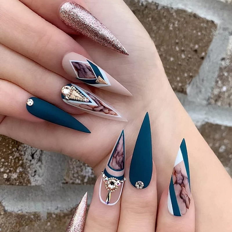 8 Easy Summer Nail Art Ideas for Almond & Stiletto Shapes 💥 - 2. Ocean Waves