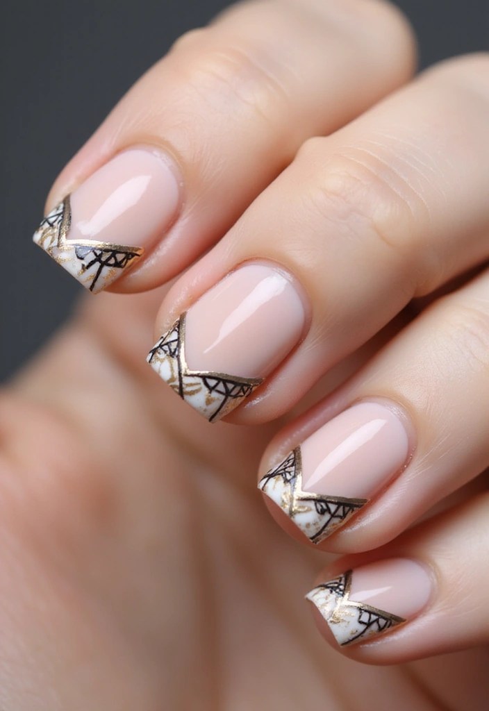 8 Nude Nail Designs That Go With Everything - 4. Geometric Line Art