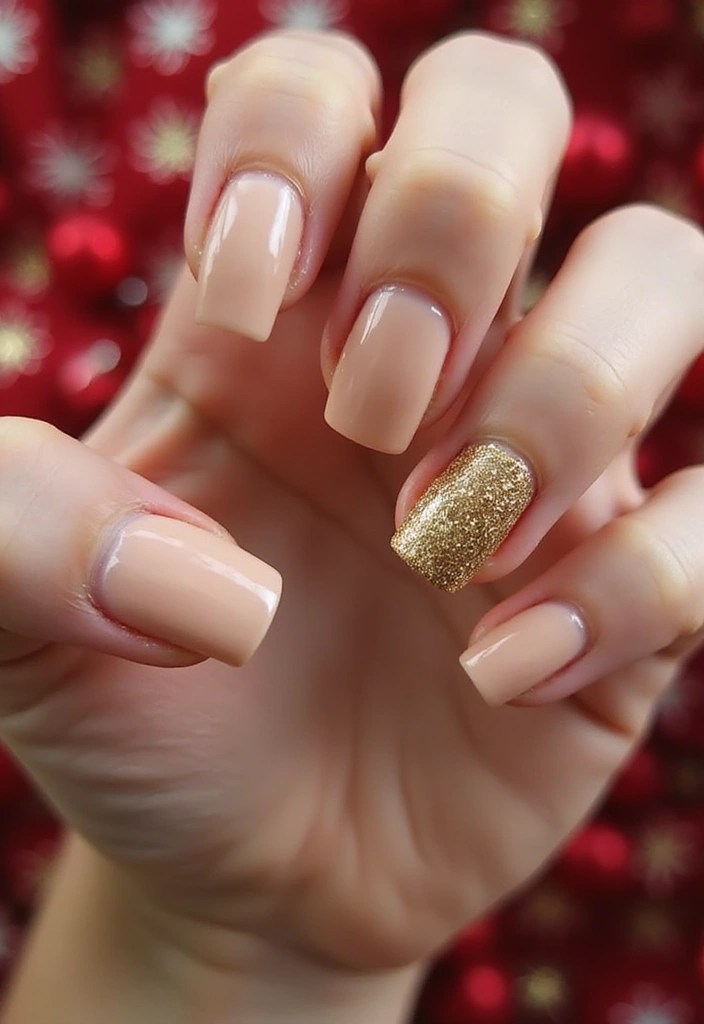 8 Nude Nail Designs That Go With Everything - 7. Classic All-Over Glitter Accent