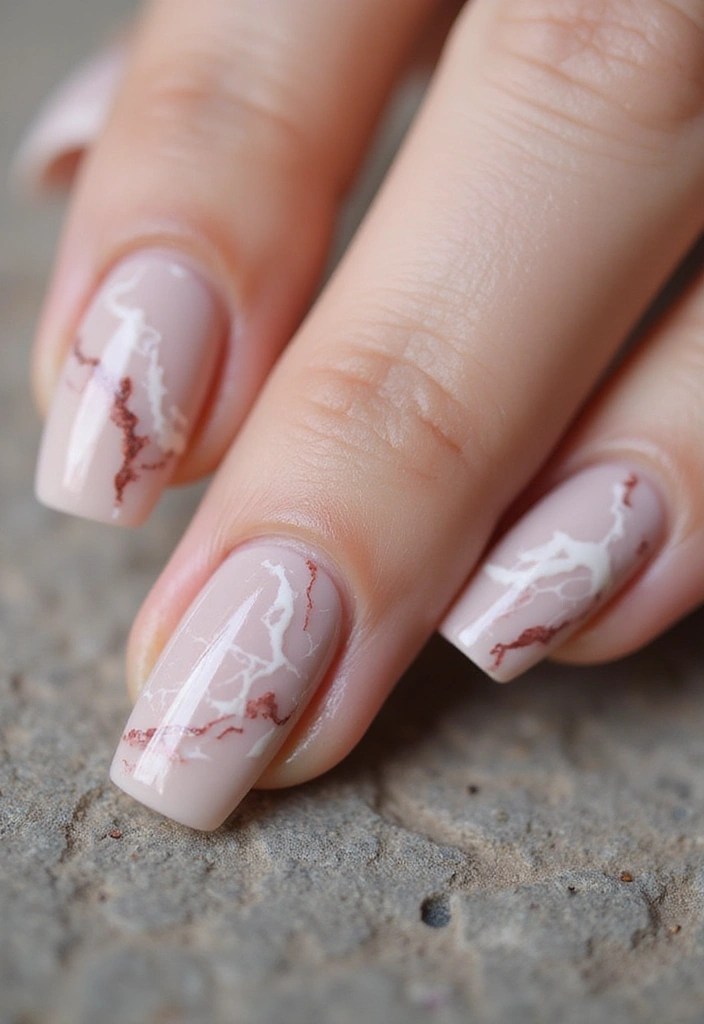 8 Nude Nail Designs That Go With Everything - 8. Marble Effect with Nude Undertones