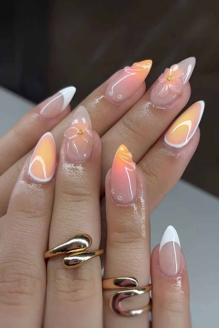 8 Peachy Summer Nail Ideas for Almond Shapes 🍑 - 1. Dreamy Ombre Peach