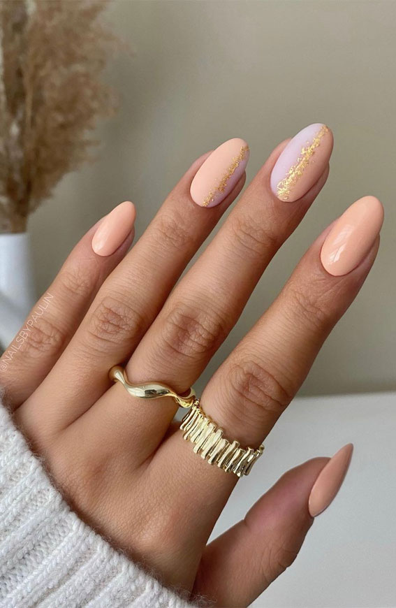 8 Peachy Summer Nail Ideas for Almond Shapes 🍑 - 8. Matte Peach with Accents