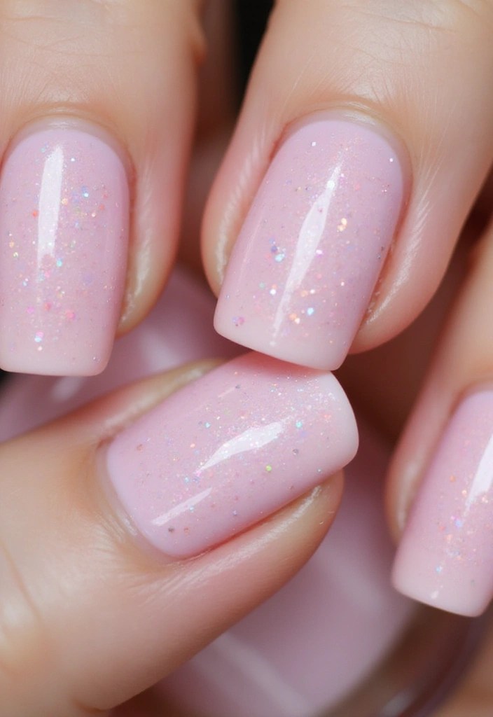 8 Pink Nails with Glitter That Are Sweet, Sparkly & Total Eye Candy! - 1. Soft Baby Pink with Holographic Glitter