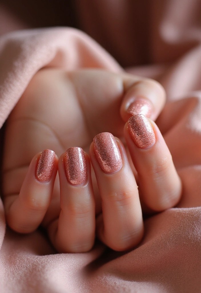 8 Pink Nails with Glitter That Are Sweet, Sparkly & Total Eye Candy! - 7. Rose Gold Glitter on Pink