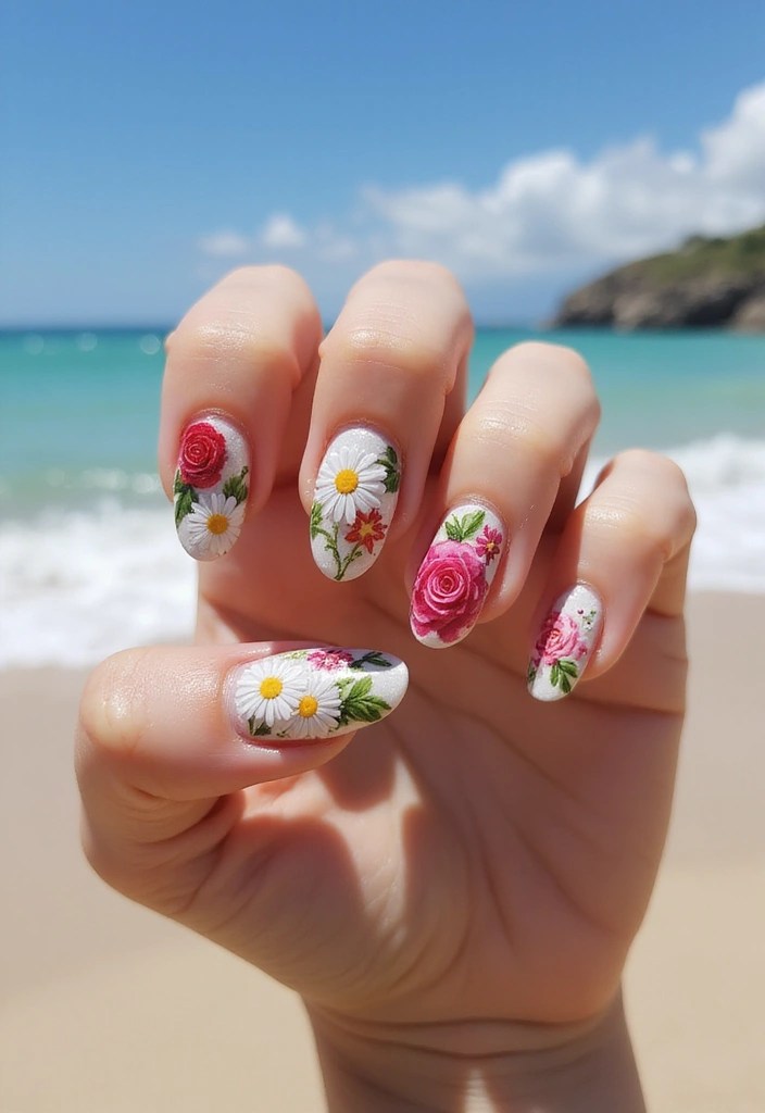 8 Pretty Nails Almond Summer Styles for Soft, Feminine Vibes - 2. Floral Elegance