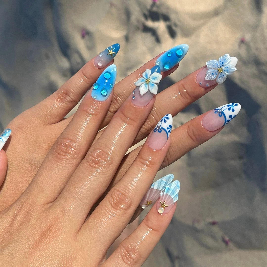 8 Summer Nail Art Ideas You Need to Try – Floral & Fun! - 2. Ocean Breeze