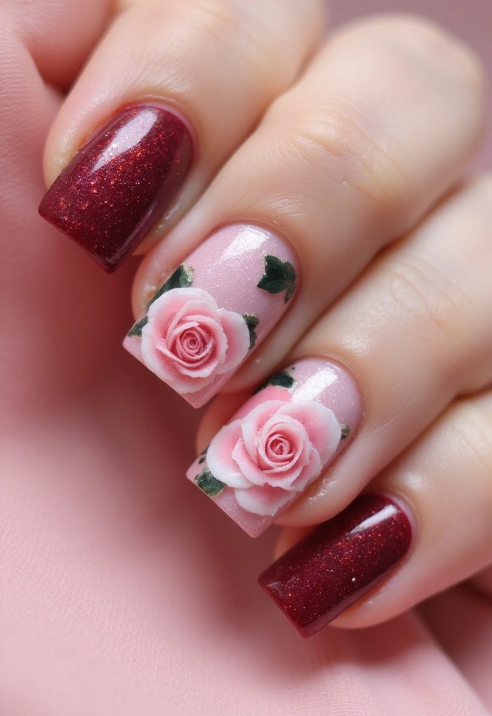 Floral Nail Art for Summer: 4 Simple Looks! - 4. Classic Rose Elegance