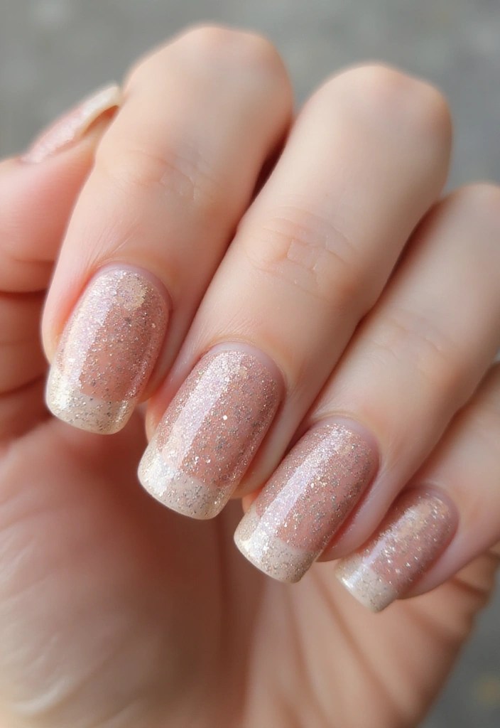 Soft Nude to Glossy Top Coat Mani: 4 Designs You’ll Love! - 4. Glittered Tips