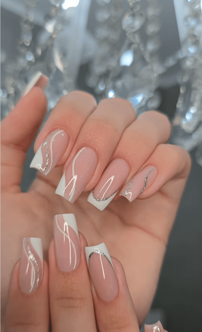 August Nail Inspo: 7 French Designs With a Twist 🌈 - Silver Swirls